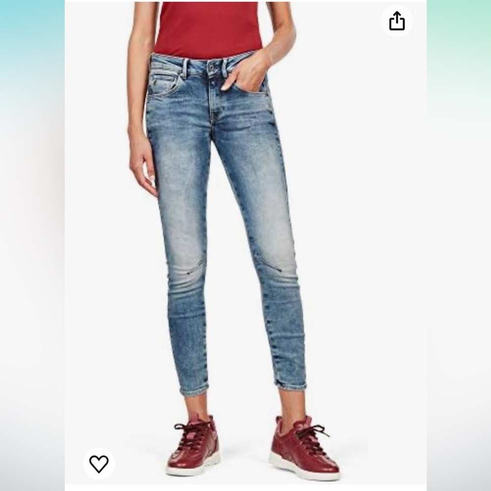 G STAR RAW Women's Arc 3D Mid Rise Skinny Fit Jeans, Medium Aged, 26W x 30L